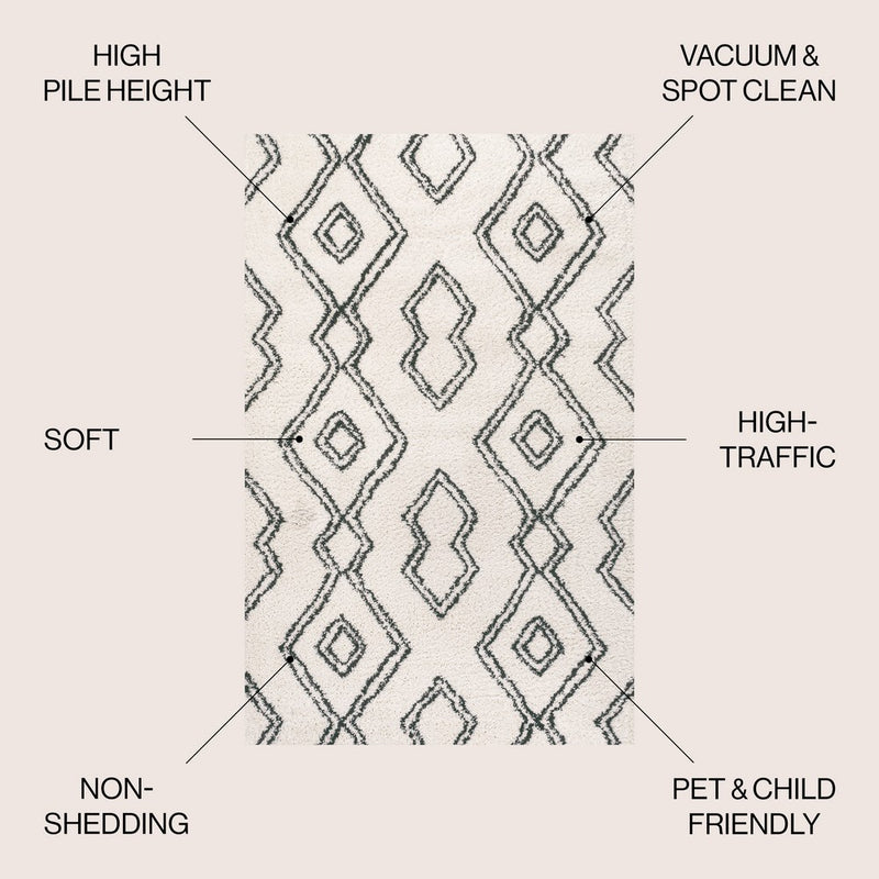 Deia Moroccan Style Diamond Shag Area Rug