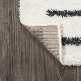 Alaro Berber Stripe Shag Area Rug White/Gray / Runner / 2' X 8' – BACK