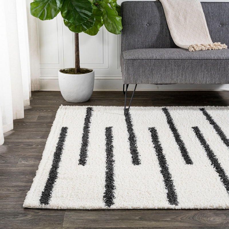 Alaro Berber Stripe Shag Area Rug