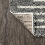 Alaro Berber Stripe Shag Area Rug Gray/Ivory / Runner / 2' X 8' – BACK