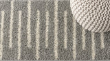 Alaro Berber Stripe Shag Area Rug Gray/Ivory / Runner / 2' X 8' – DETAIL