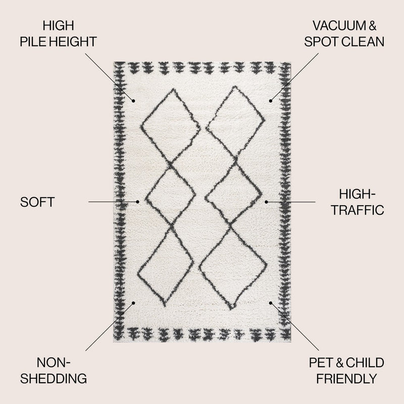 Calvia Moroccan Diamond Shag Area Rug
