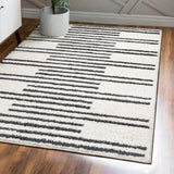 Petra Stripe Geometric Shag Area Rug