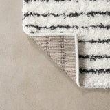 Petra Abstract Stripe Geometric Shag Area Rug White/Gray / Runner / 2' X 8' – BACK