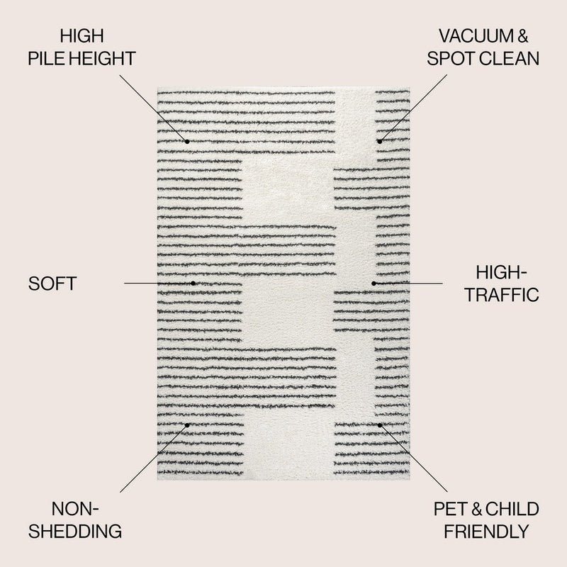 Petra Abstract Stripe Geometric Shag Area Rug