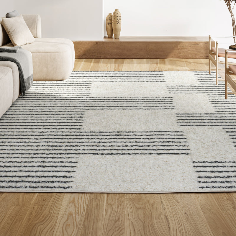 Petra Abstract Stripe Geometric Shag Area Rug