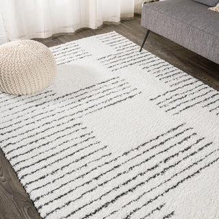 Petra Abstract Stripe Geometric Shag Area Rug