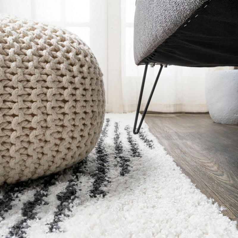 Elm Diamond Stripe Geometric Shag Area Rug