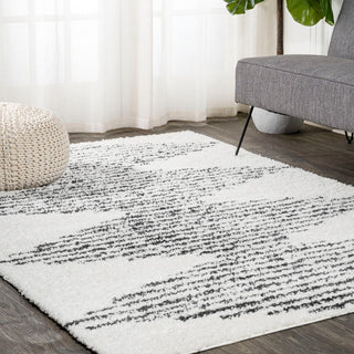 Elm Diamond Stripe Geometric Shag Area Rug