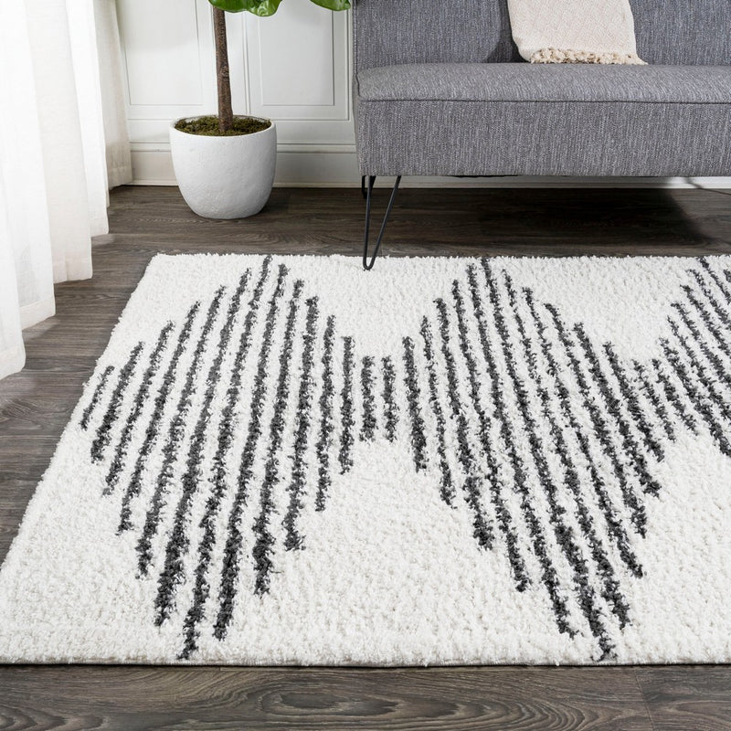 Elm Diamond Stripe Geometric Shag Area Rug
