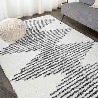 Elm Diamond Stripe Geometric Shag Area Rug