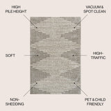 Elm Diamond Stripe Geometric Shag Area Rug