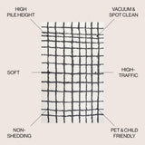 Arenal Geometric Grid Shag Area Rug