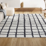 Arenal Geometric Grid Shag Area Rug
