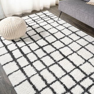 Arenal Geometric Grid Shag Area Rug