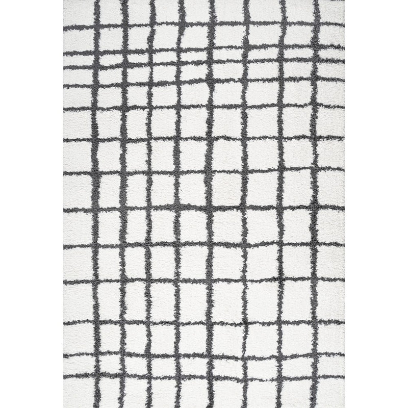 Arenal Geometric Grid Shag Area Rug