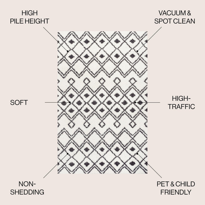 Caimari Moroccan Diamond Shag Area Rug