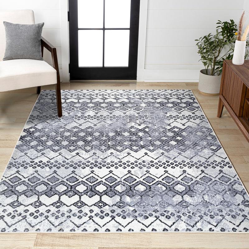 Azmar Moroccan Geometric Distressed Area Rug