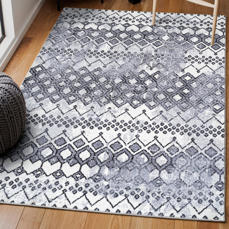 Azmar Moroccan Geometric Distressed Area Rug