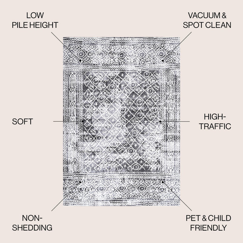 Iften Moroccan Geometric Distressed Area Rug