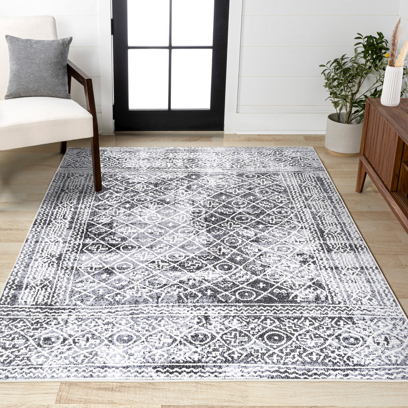Iften Moroccan Geometric Distressed Area Rug