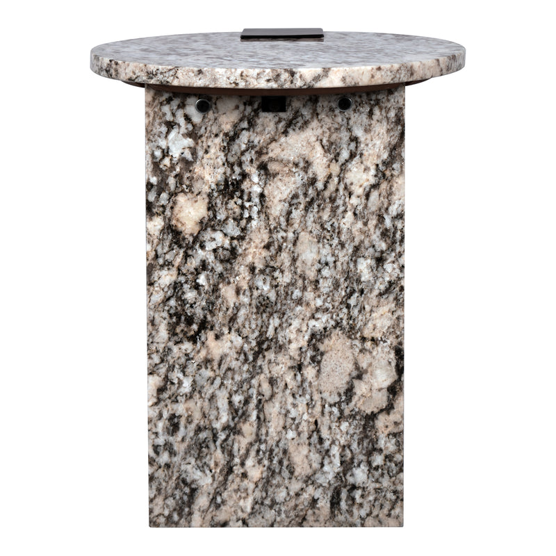 Lyra 17" Contemporary Natural Marble/Metal Handmade Round End Table - JONATHAN Y
