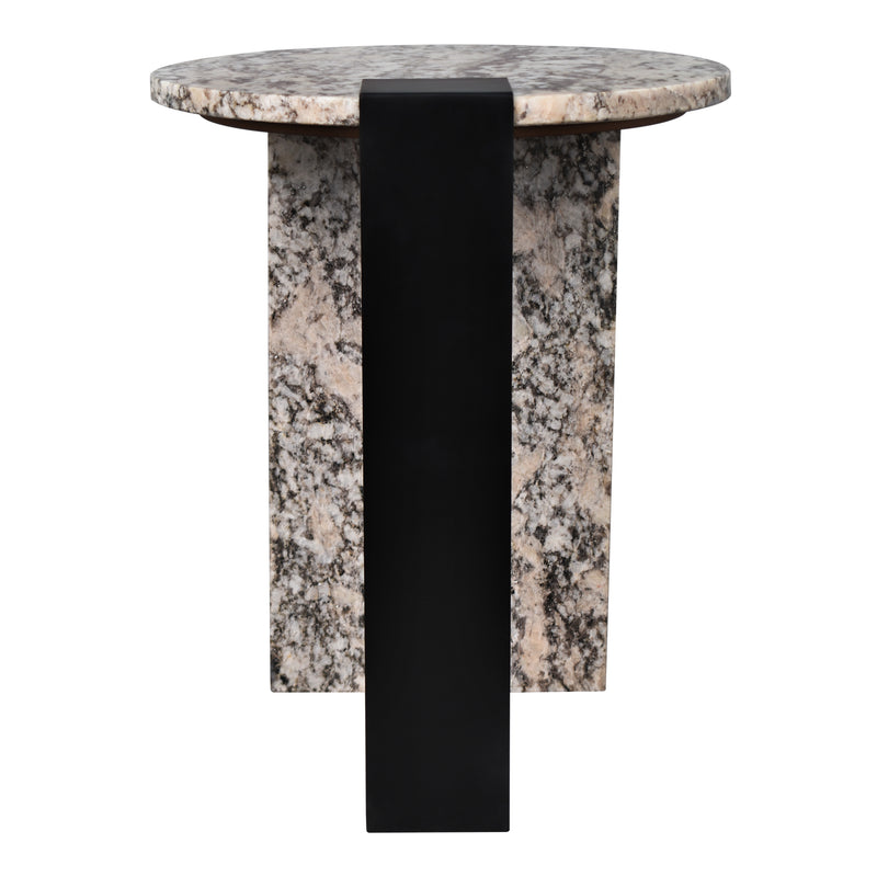 Lyra 17" Contemporary Natural Marble/Metal Handmade Round End Table - JONATHAN Y