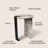 Lyra 17" Contemporary Natural Marble/Metal Handmade Round End Table - JONATHAN Y