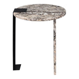 Lyra 17" Contemporary Natural Marble/Metal Handmade Round End Table - JONATHAN Y