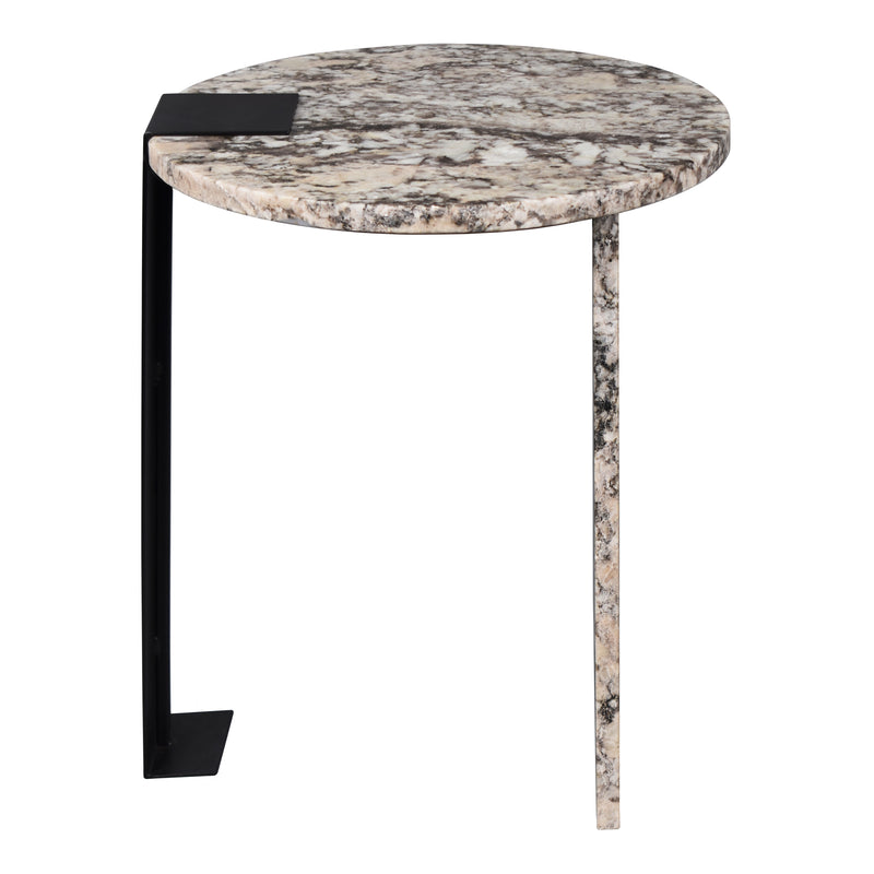 Lyra 17" Contemporary Natural Marble/Metal Handmade Round End Table - JONATHAN Y