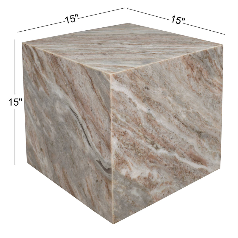 Felix 15" Contemporary Natural Marble Handmade Cube End Table