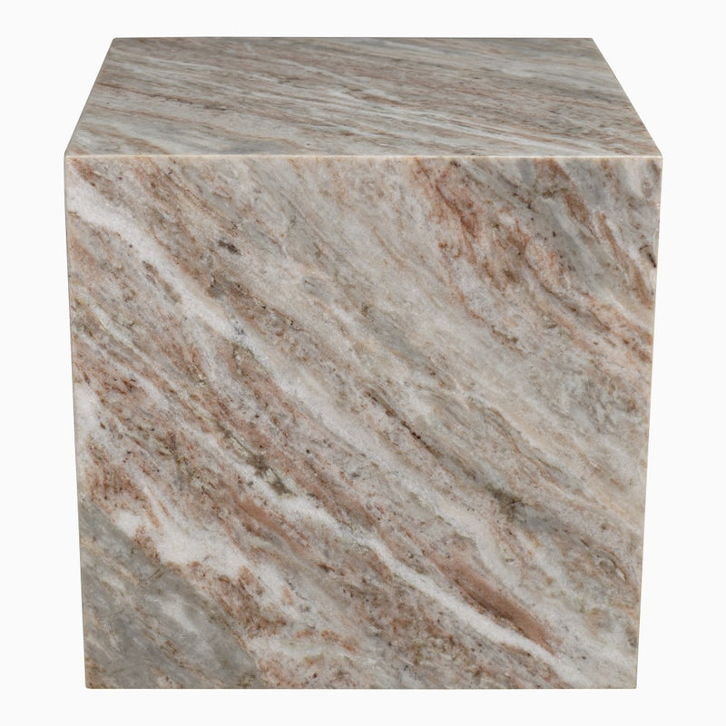 Felix 15" Contemporary Natural Marble Handmade Cube End Table
