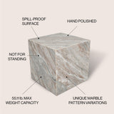 Felix 15" Contemporary Natural Marble Handmade Cube End Table