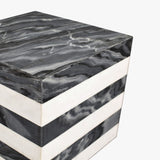 Felix 15" Contemporary Natural Marble Handmade Cube End Table