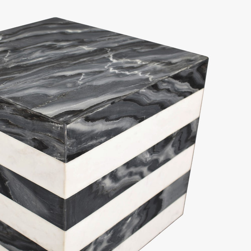 Felix 15" Contemporary Natural Marble Handmade Cube End Table