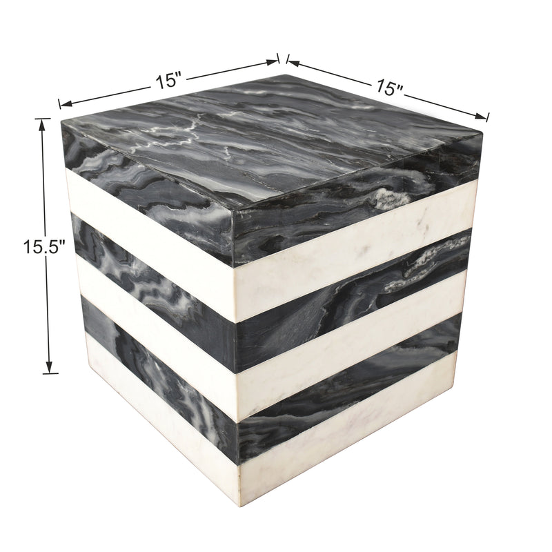 Felix 15" Contemporary Natural Marble Handmade Cube End Table