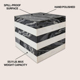 Felix 15" Contemporary Natural Marble Handmade Cube End Table