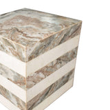 Felix 15" Contemporary Natural Marble Handmade Cube End Table