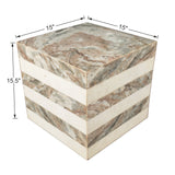 Felix 15" Contemporary Natural Marble Handmade Cube End Table