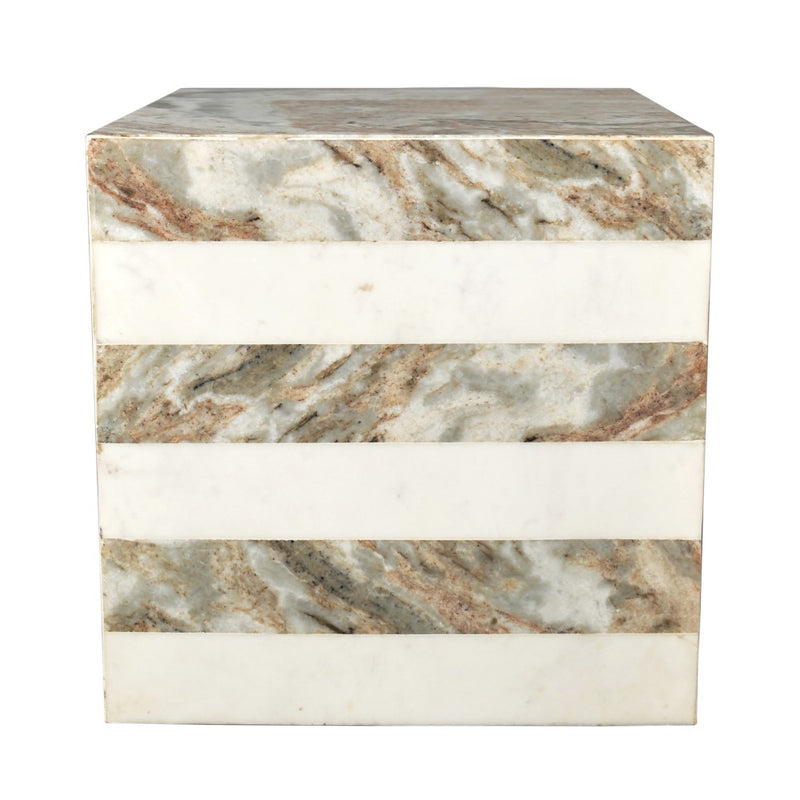 Felix 15" Contemporary Natural Marble Handmade Cube End Table