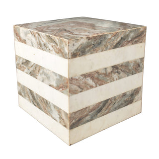 Felix 15" Contemporary Natural Marble Handmade Cube End Table