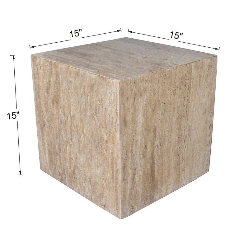 Felix 15" Contemporary Natural Marble Handmade Cube End Table