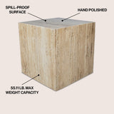 Felix 15" Contemporary Natural Marble Handmade Cube End Table