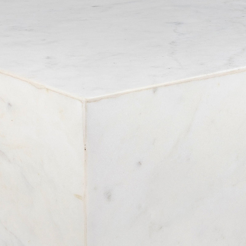 Felix 15" Contemporary Natural Marble Handmade Cube End Table