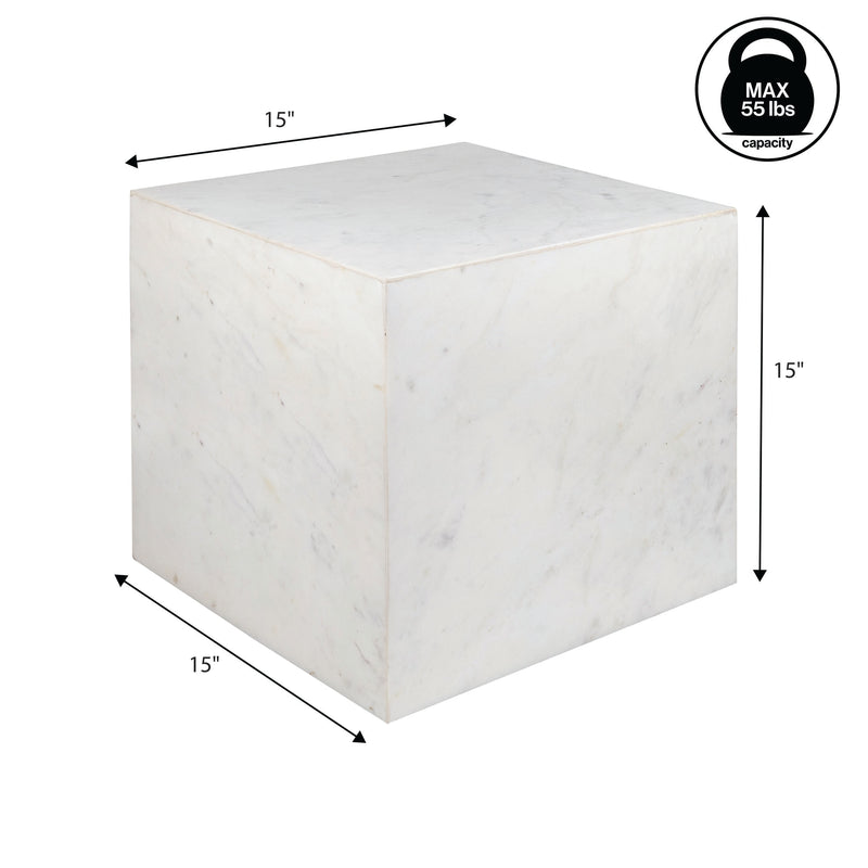 Felix 15" Contemporary Natural Marble Handmade Cube End Table