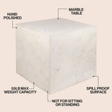 Felix 15" Contemporary Natural Marble Handmade Cube End Table