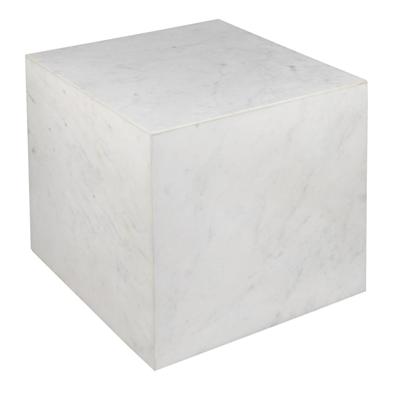 Felix 15" Contemporary Natural Marble Handmade Cube End Table
