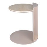 Evelyn 16" Contemporary Natural Marble/Metal Handmade C-Shaped End Table - JONATHAN Y