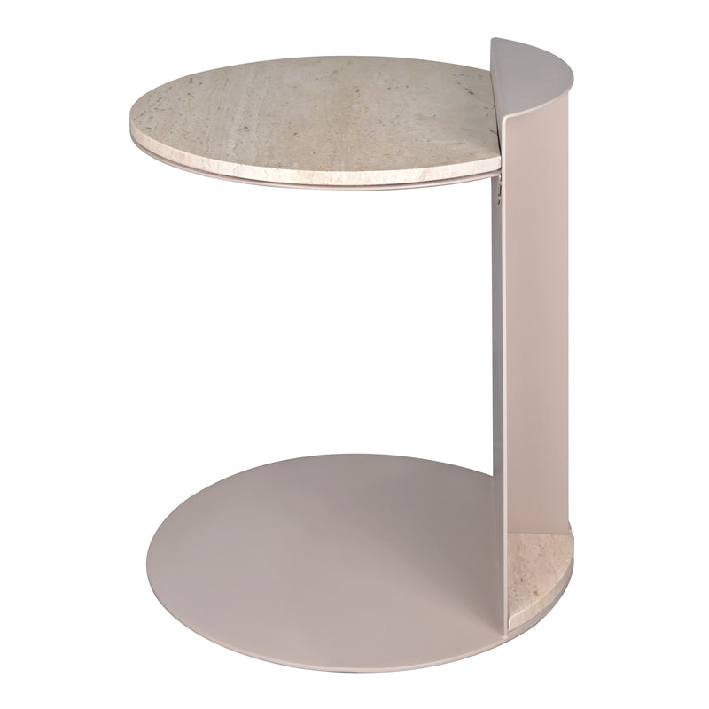 Evelyn 16" Contemporary Natural Marble/Metal Handmade C-Shaped End Table - JONATHAN Y