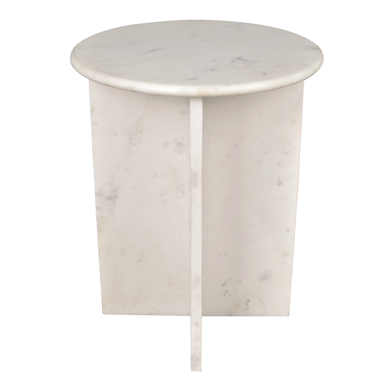 Javier 14" Contemporary Natural Marble Handmade X-Shaped End Table - JONATHAN Y